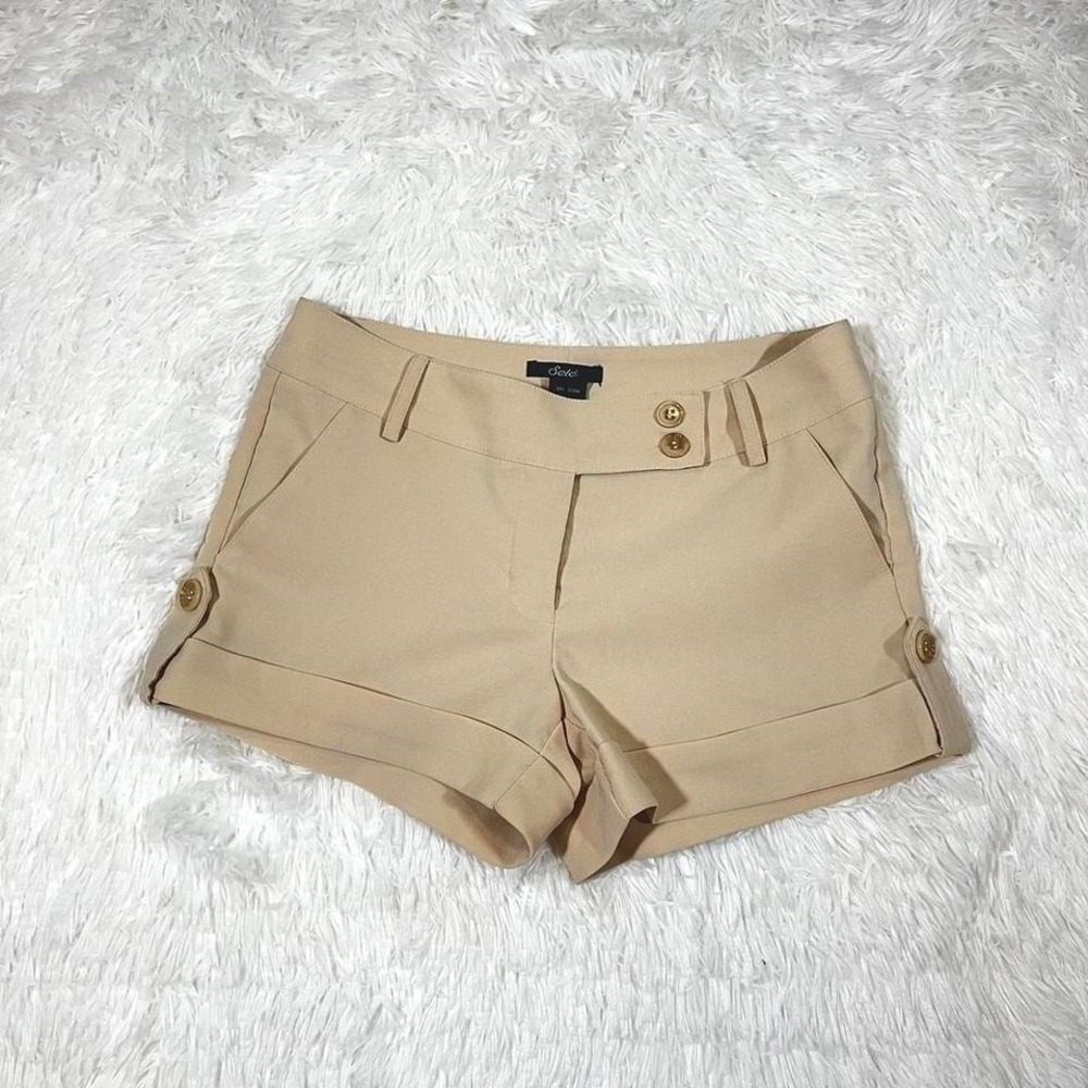 Sele Tan Cuffed Shorts‎ Womens Size 7/8 Career Casual Button Pockets